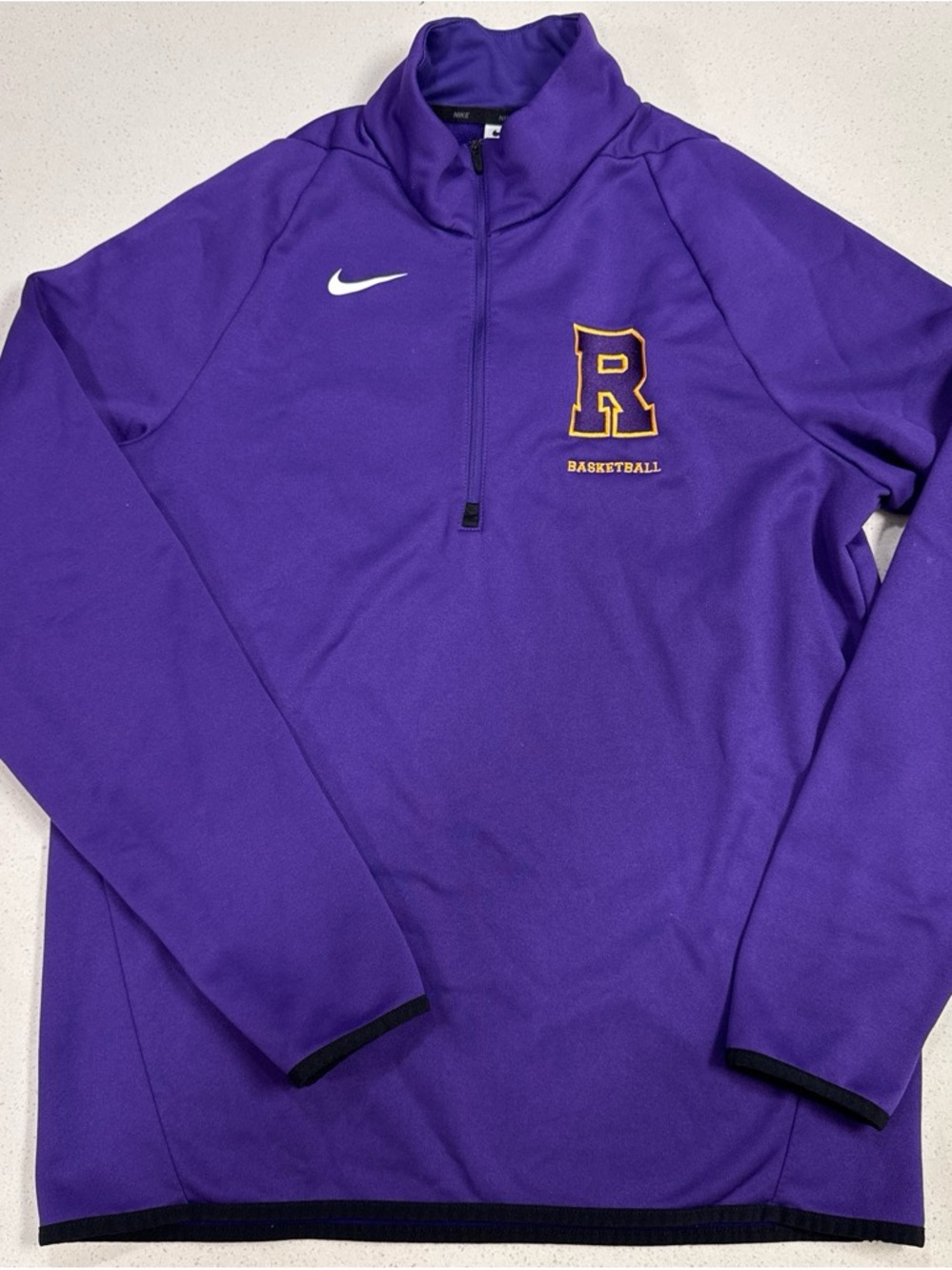 Nike Purple Half-Zip Basketball Pullover with Yellow 'R' Patch